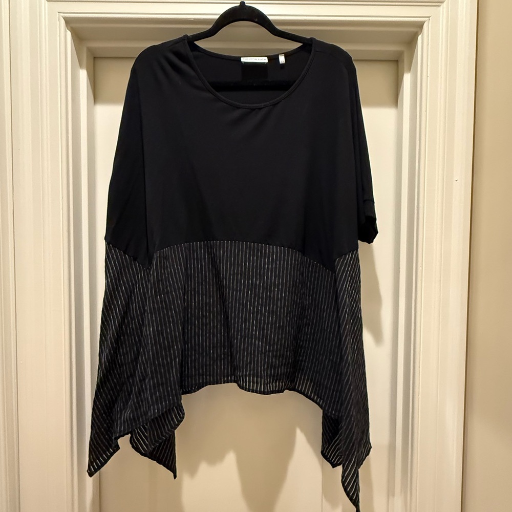 Patrizia Luca Black and Gray Boxy Blouse